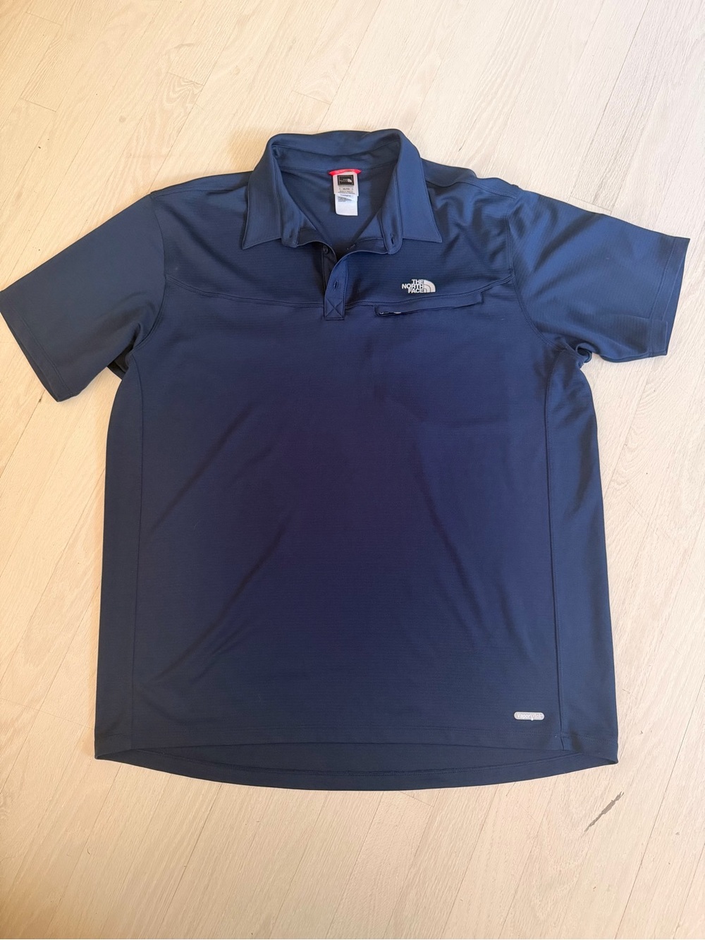 The North Face Navy Blue Short-Sleeve Polo with Zip Chest Pocket